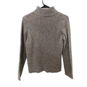 Kim Rogers Relaxed Long Slve Turtle Neck Black/gray Sweater Size XL 100% Cotton